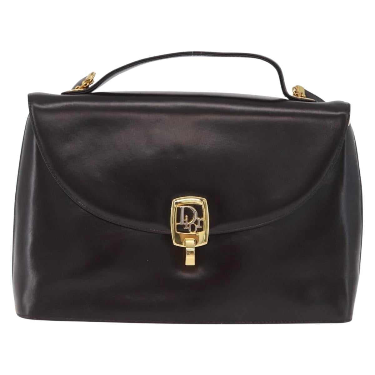 Christian Dior Hand Bag Leather 2way Brown Gold Tone Auth ep15792A