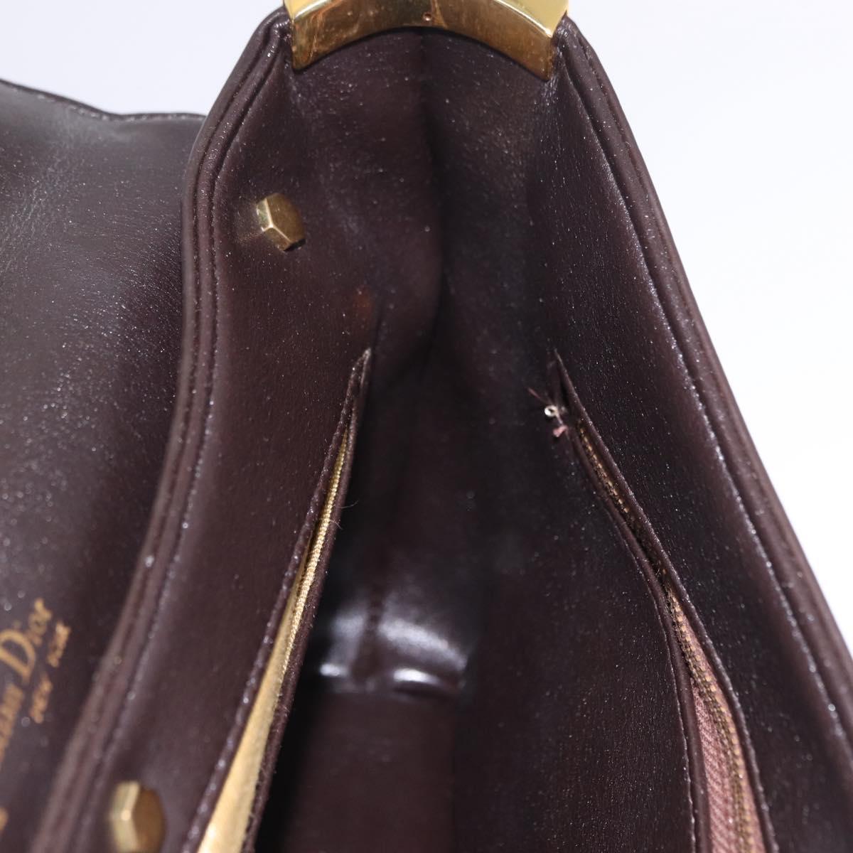 Christian Dior Hand Bag Leather 2way Brown Gold Tone Auth ep15792A