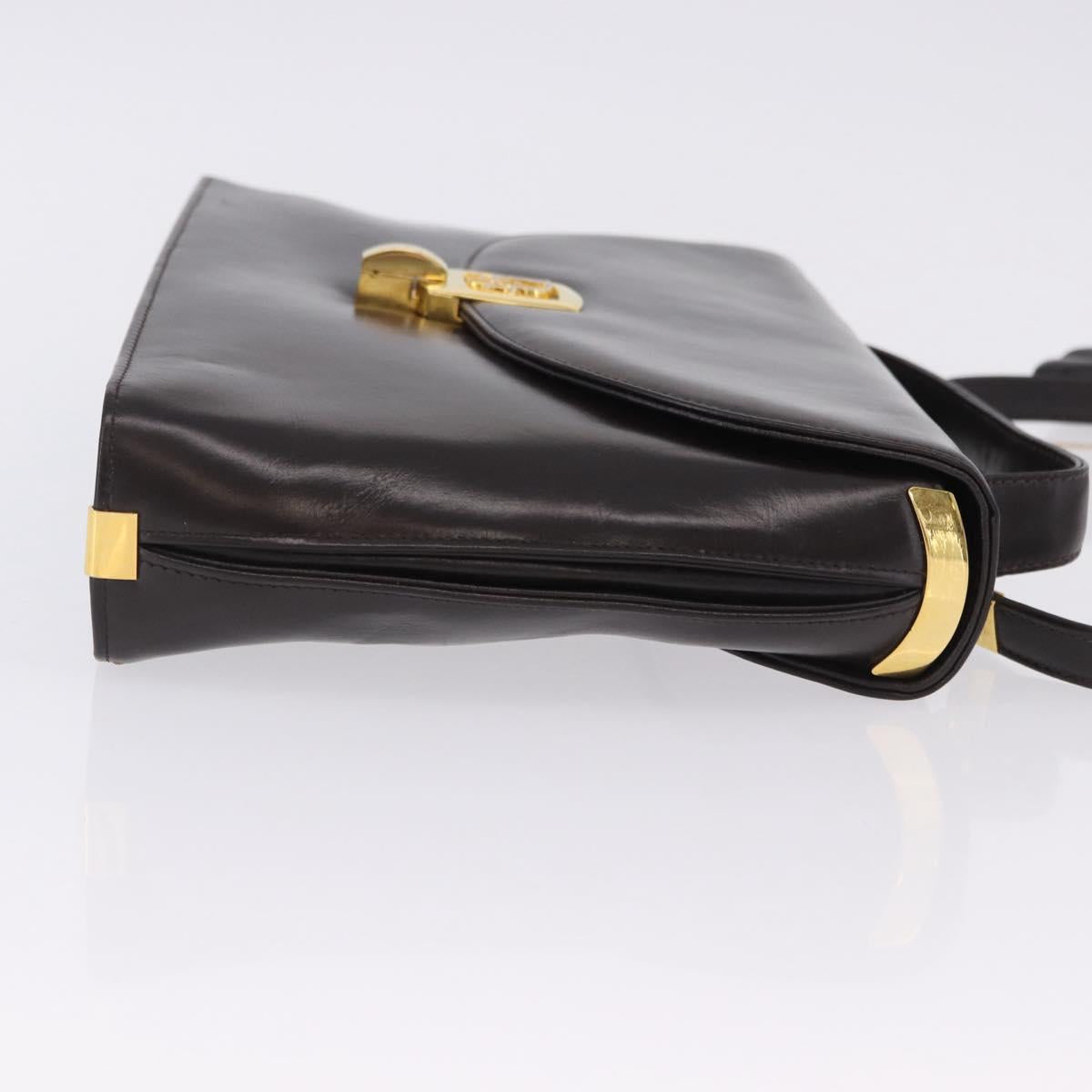 Christian Dior Hand Bag Leather 2way Brown Gold Tone Auth ep15792A