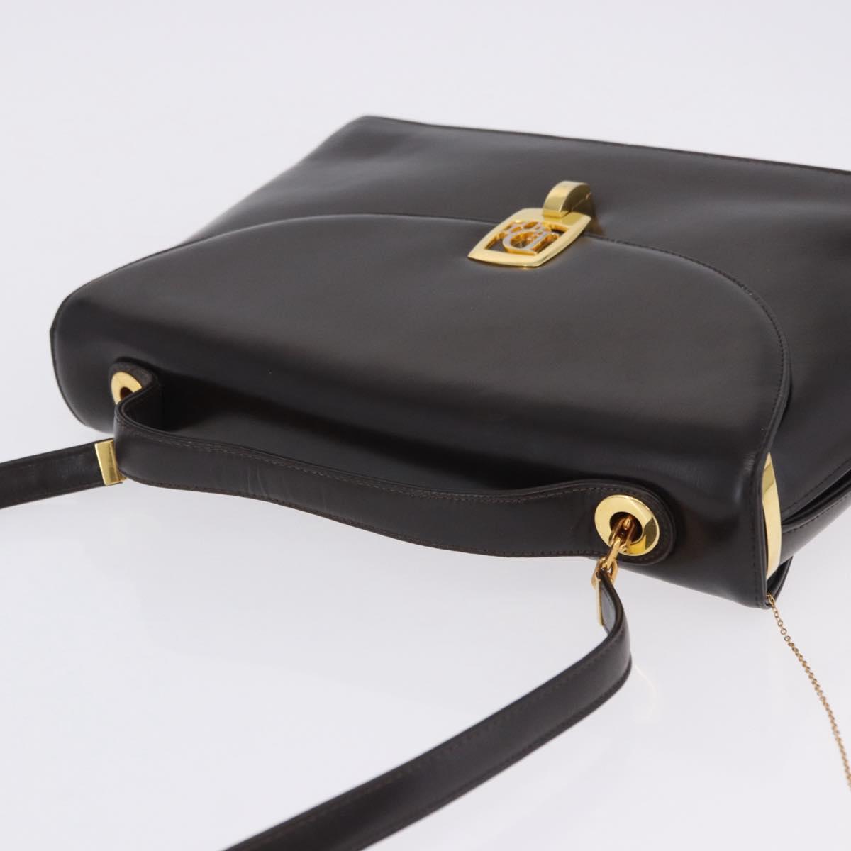 Christian Dior Hand Bag Leather 2way Brown Gold Tone Auth ep15792A