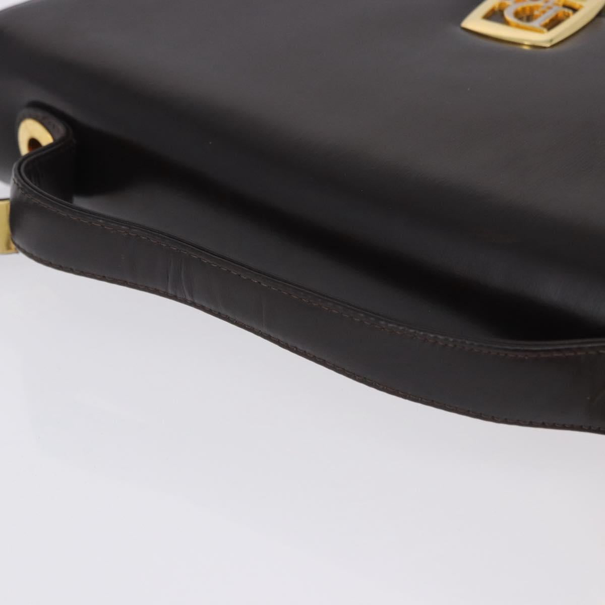 Christian Dior Hand Bag Leather 2way Brown Gold Tone Auth ep15792A