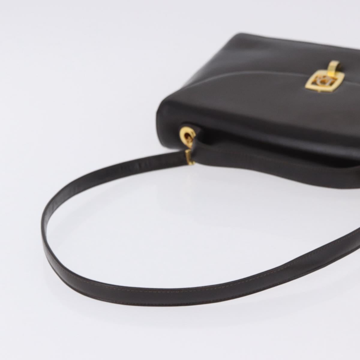 Christian Dior Hand Bag Leather 2way Brown Gold Tone Auth ep15792A
