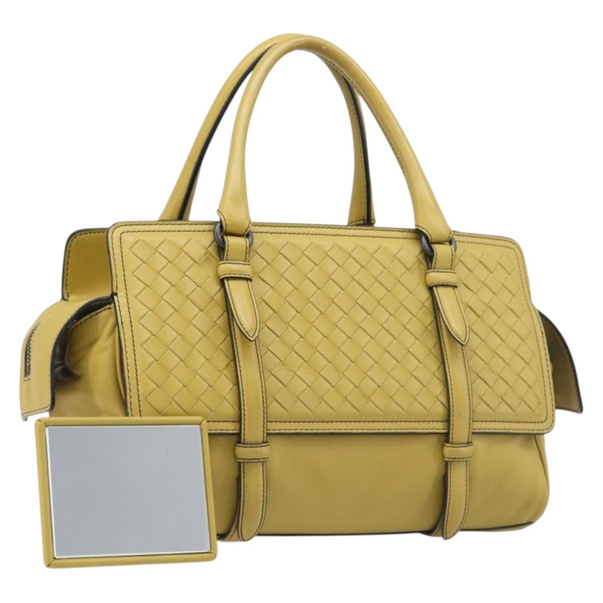 BOTTEGA VENETA INTRECCIATO Hand Bag Leather Yellow Auth ep15794V