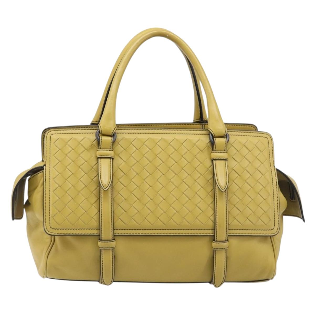 BOTTEGA VENETA INTRECCIATO Hand Bag Leather Yellow Auth ep15794V
