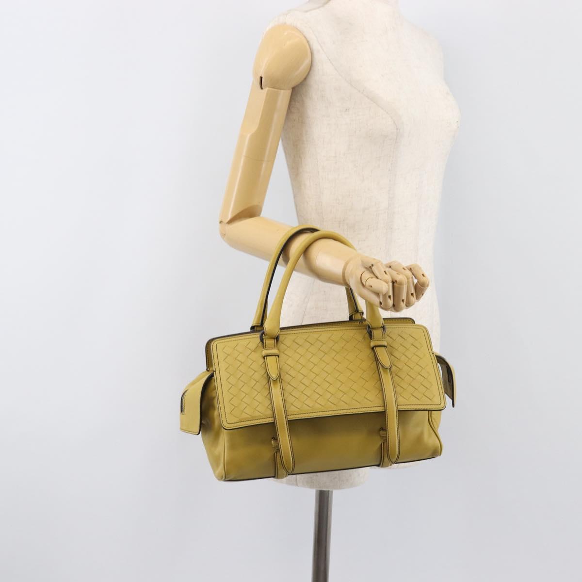 BOTTEGA VENETA INTRECCIATO Hand Bag Leather Yellow Auth ep15794V