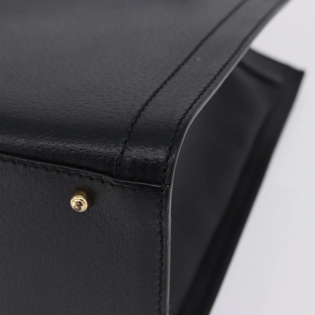 GUCCI Bamboo Hand Bag Leather Black Gold Tone 02 123 0260 Auth ep15795