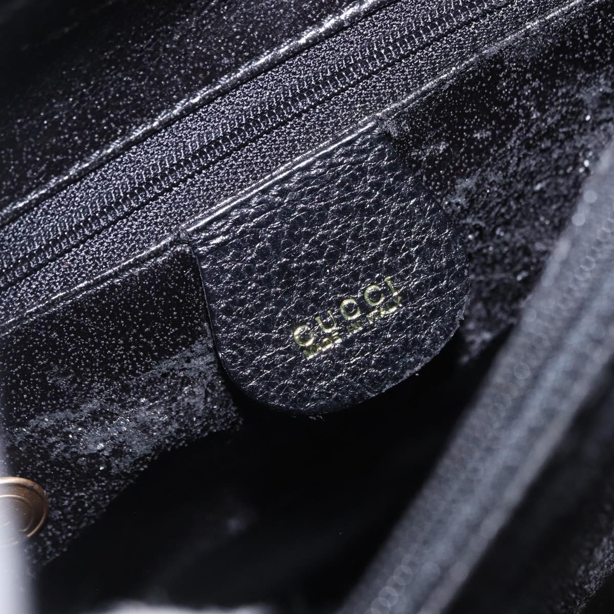 GUCCI Bamboo Hand Bag Leather Black Gold Tone 02 123 0260 Auth ep15795