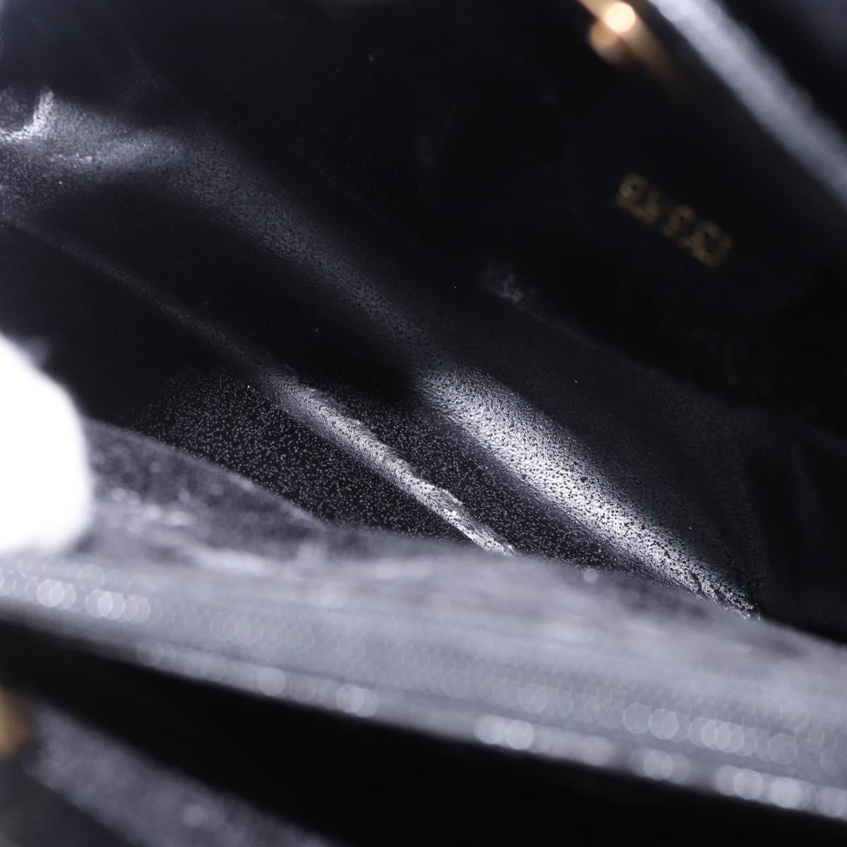 GUCCI Bamboo Hand Bag Leather Black Gold Tone 02 123 0260 Auth ep15795