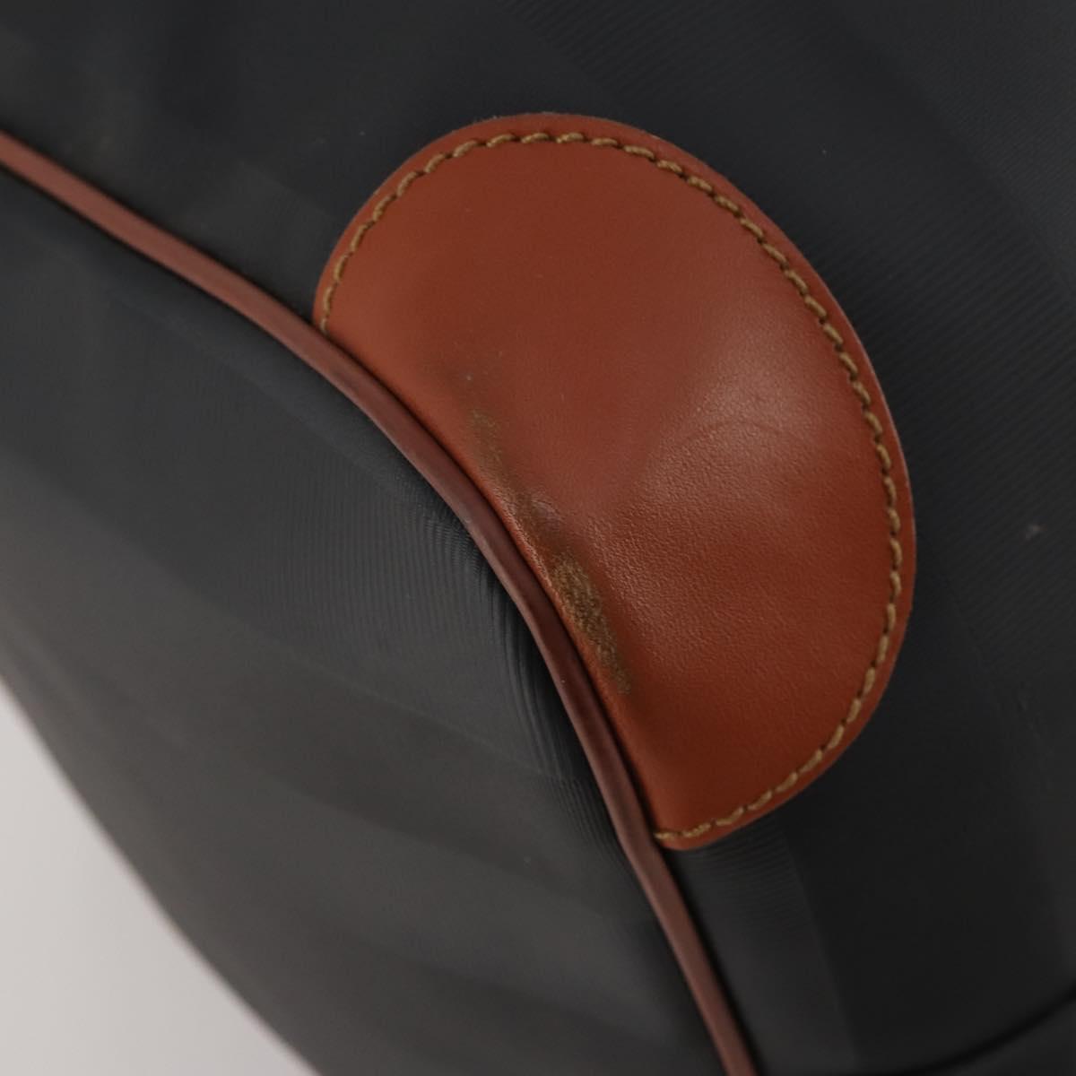 FENDI Pecan Boston Bag PVC Leather Black Brown Auth ep15801