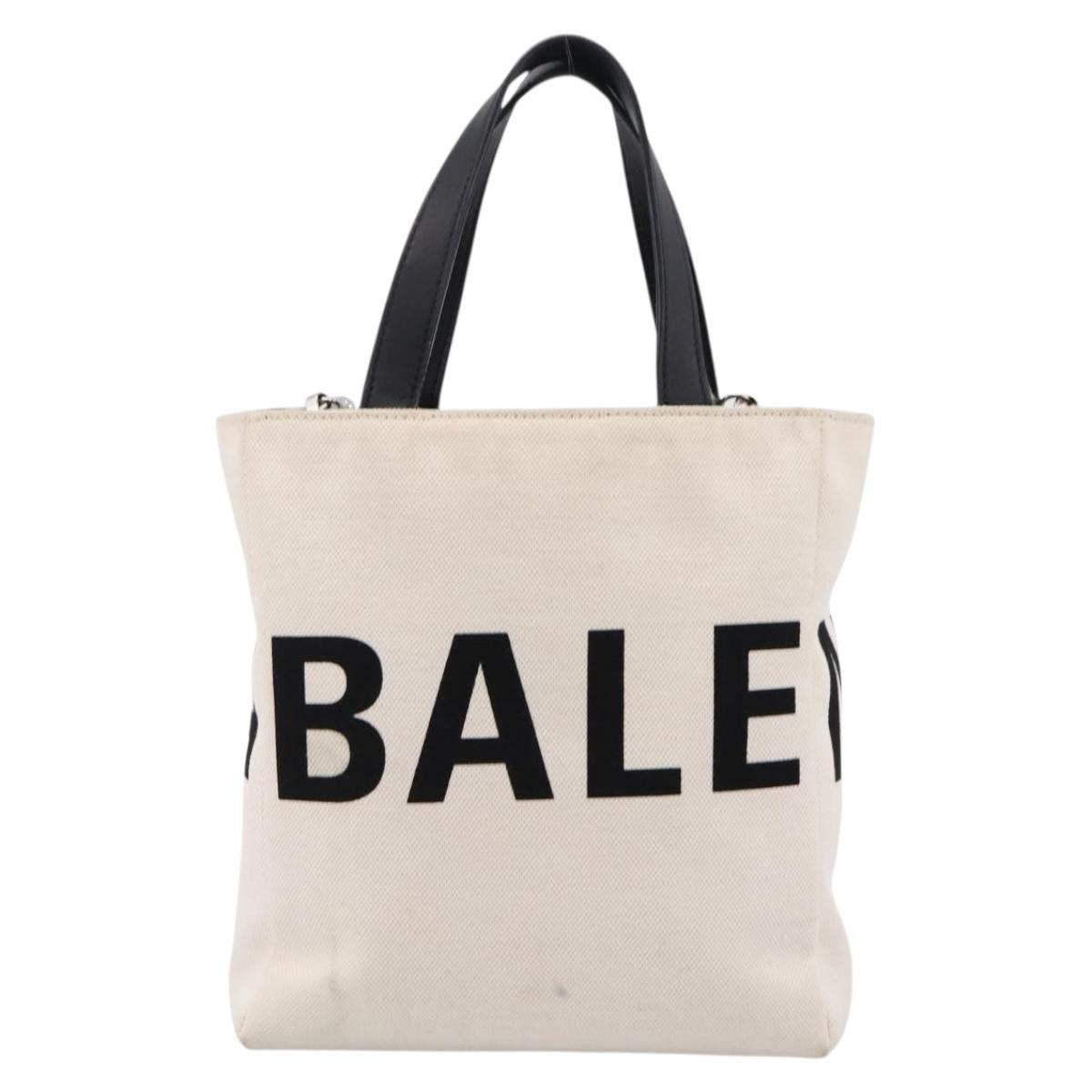 BALENCIAGA Everyday Tote Bag Canvas 2way White Black 544459 Auth ep15802