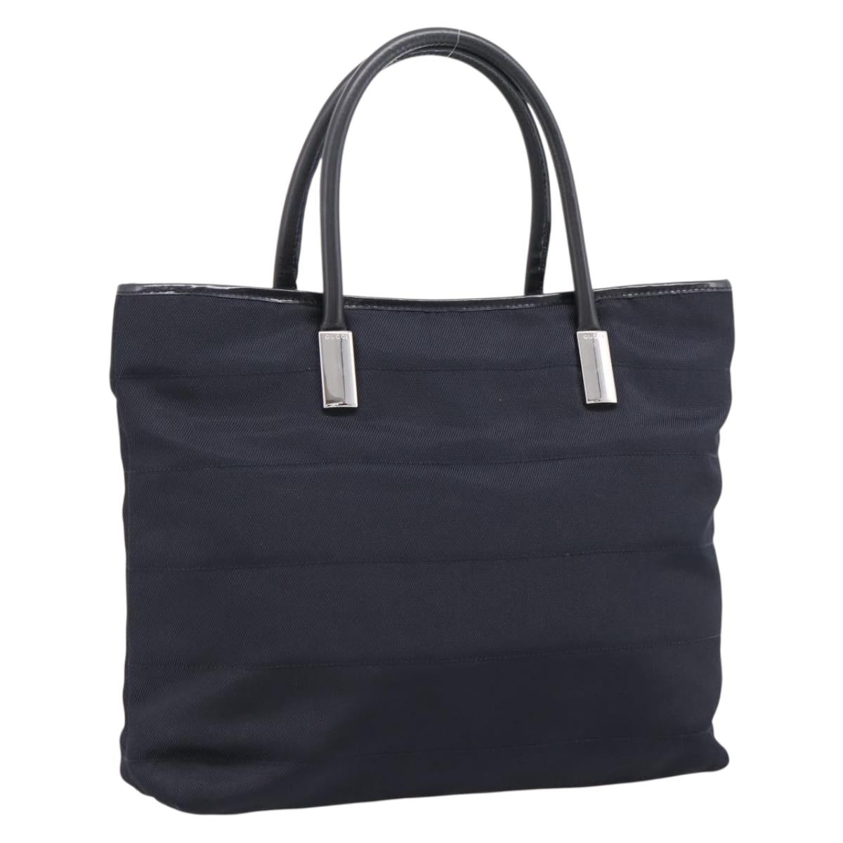 GUCCI Hand Bag Nylon Navy Silver 002 2123 0457 Auth ep15803