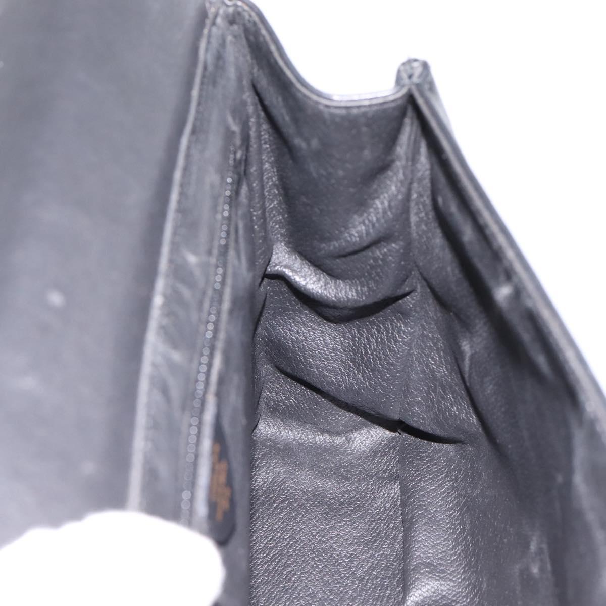 CELINE Shoulder Bag Leather Black Gold Tone Auth ep15804