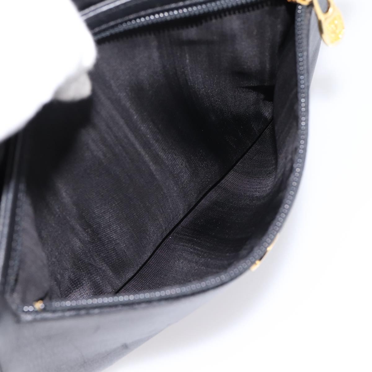 CELINE Shoulder Bag Leather Black Gold Tone Auth ep15804