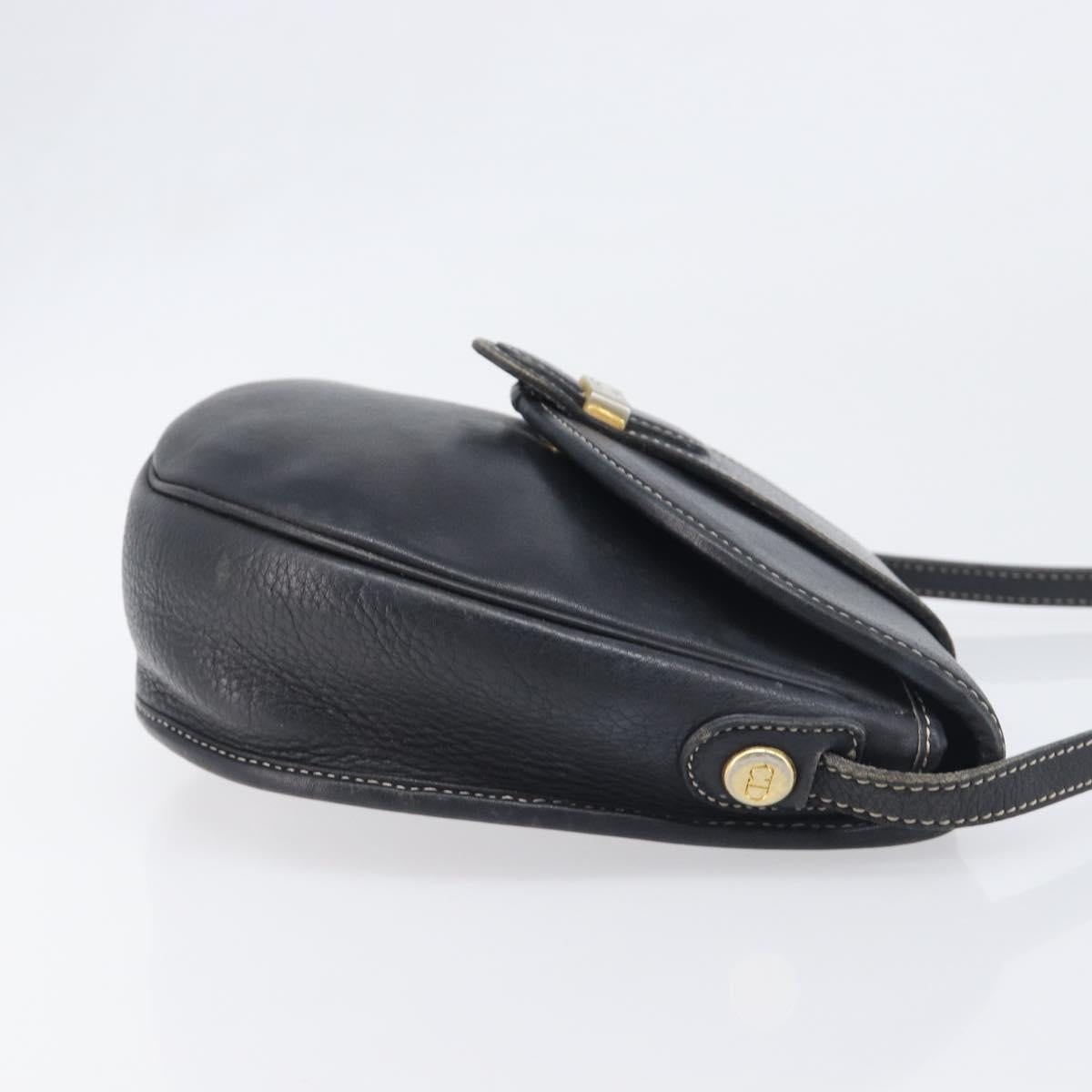 Christian Dior Shoulder Bag Leather Navy Silver Auth ep15806