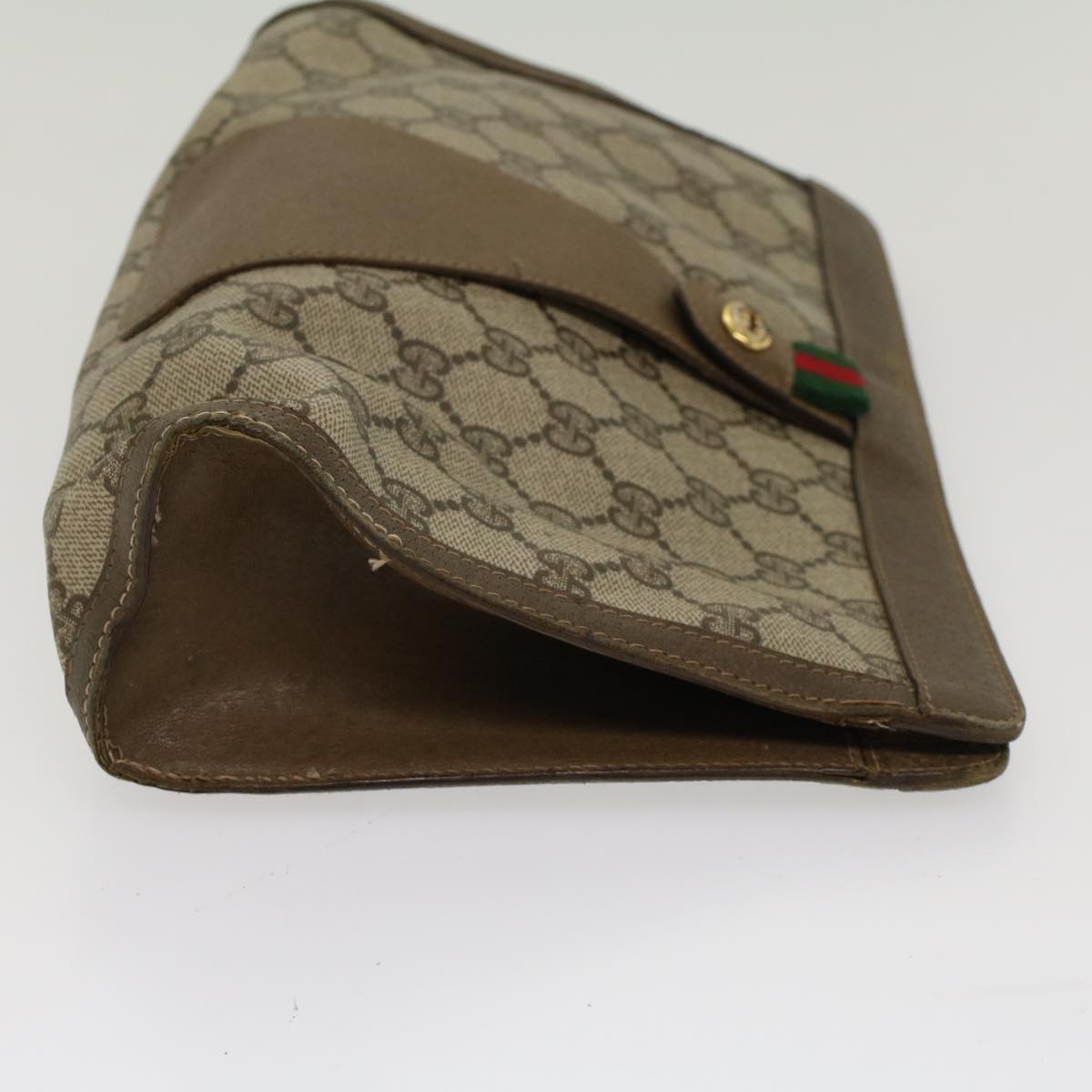 GUCCI GG Canvas Web Sherry Line Clutch Bag Beige Red Green 89 01 033 Auth ep1581