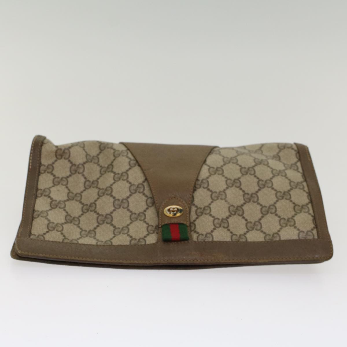 GUCCI GG Canvas Web Sherry Line Clutch Bag Beige Red Green 89 01 033 Auth ep1581