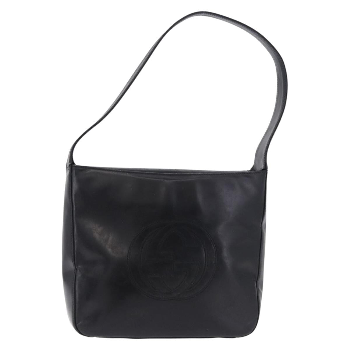 GUCCI Shoulder Bag Patent Black Auth ep15810