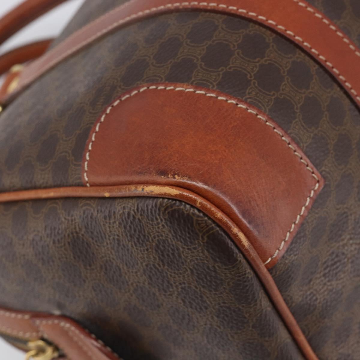 CELINE Macadam Hand Bag PVC Leather Brown Gold Tone Auth ep15813