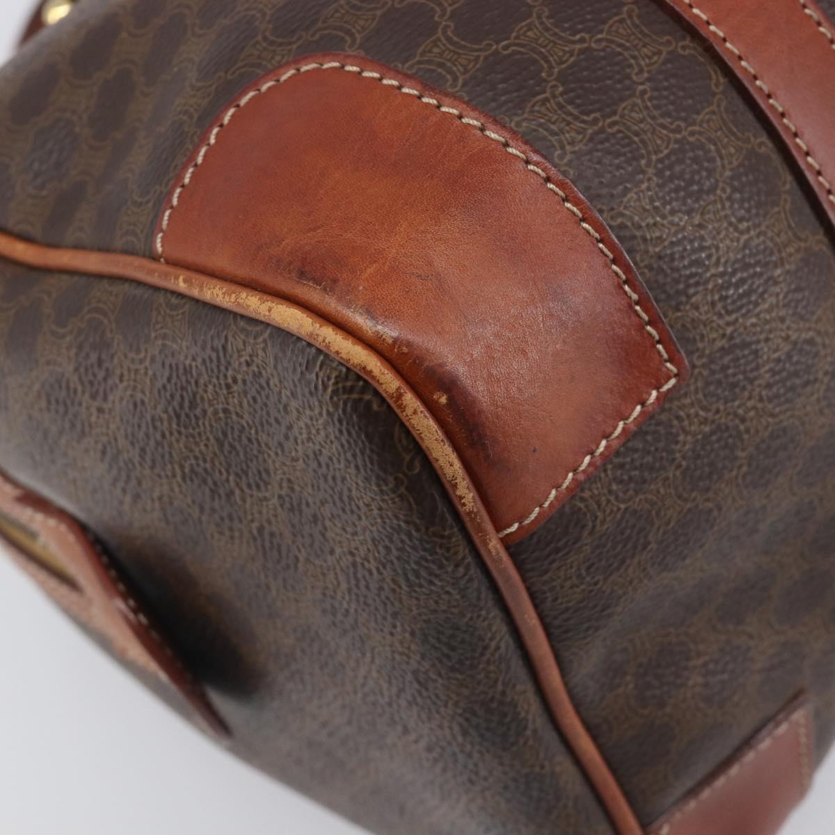CELINE Macadam Hand Bag PVC Leather Brown Gold Tone Auth ep15813