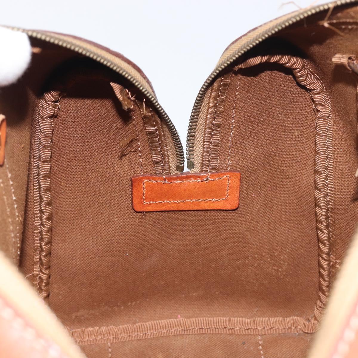 CELINE Macadam Hand Bag PVC Leather Brown Gold Tone Auth ep15813