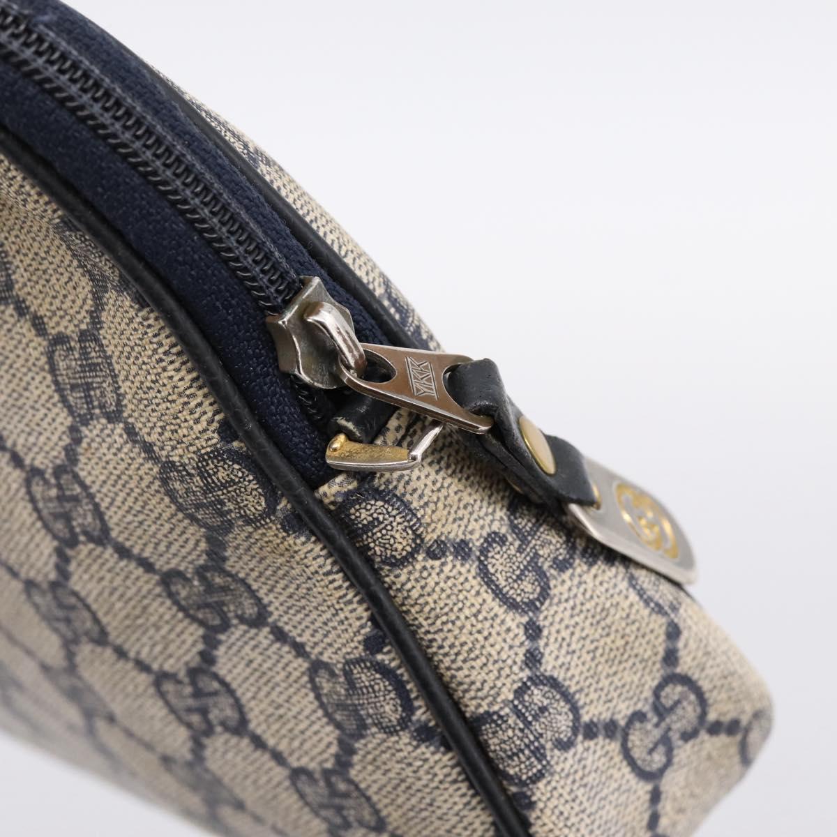 GUCCI GG Supreme Clutch Bag PVC Leather Navy Gold Tone Auth ep15814