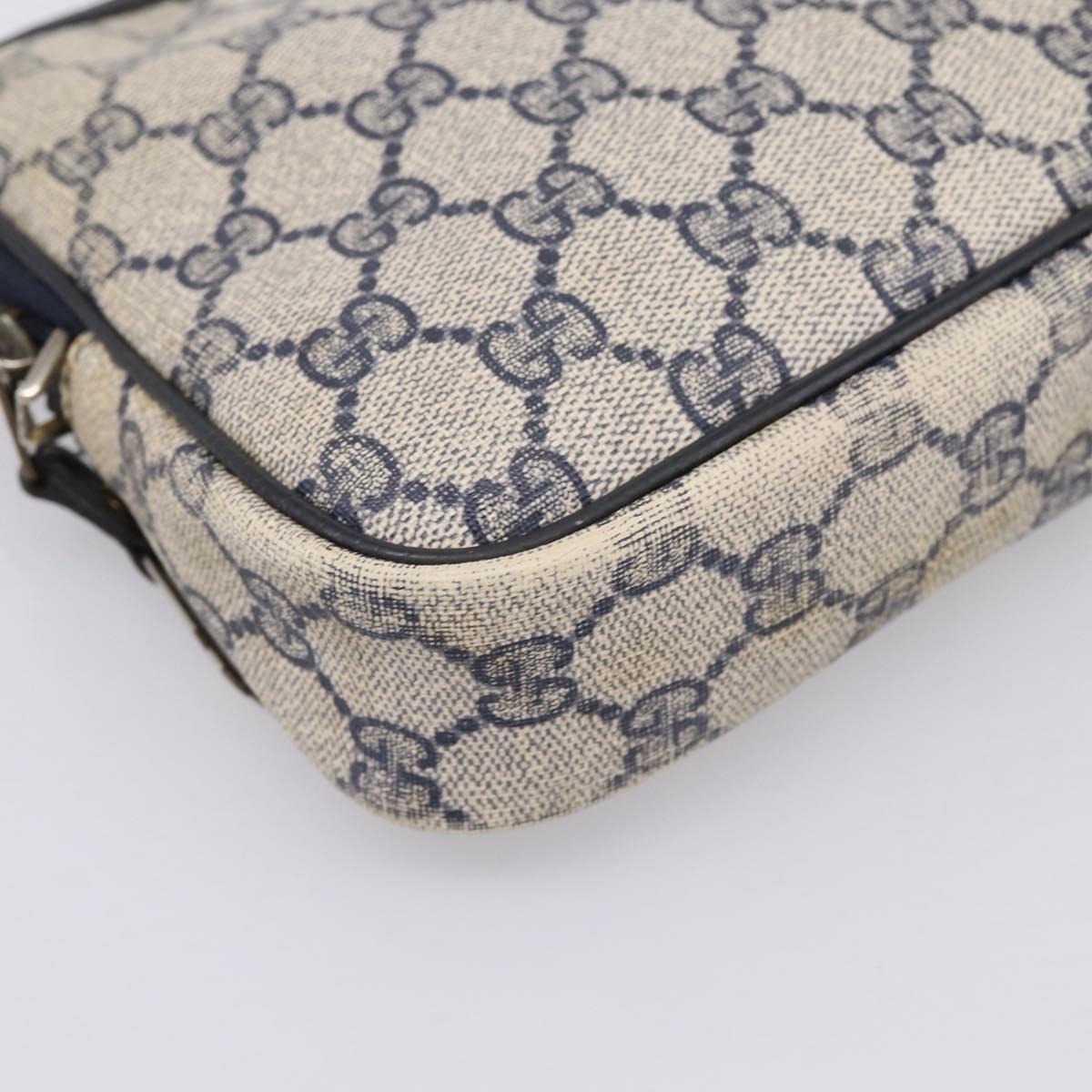 GUCCI GG Supreme Clutch Bag PVC Leather Navy Gold Tone Auth ep15814