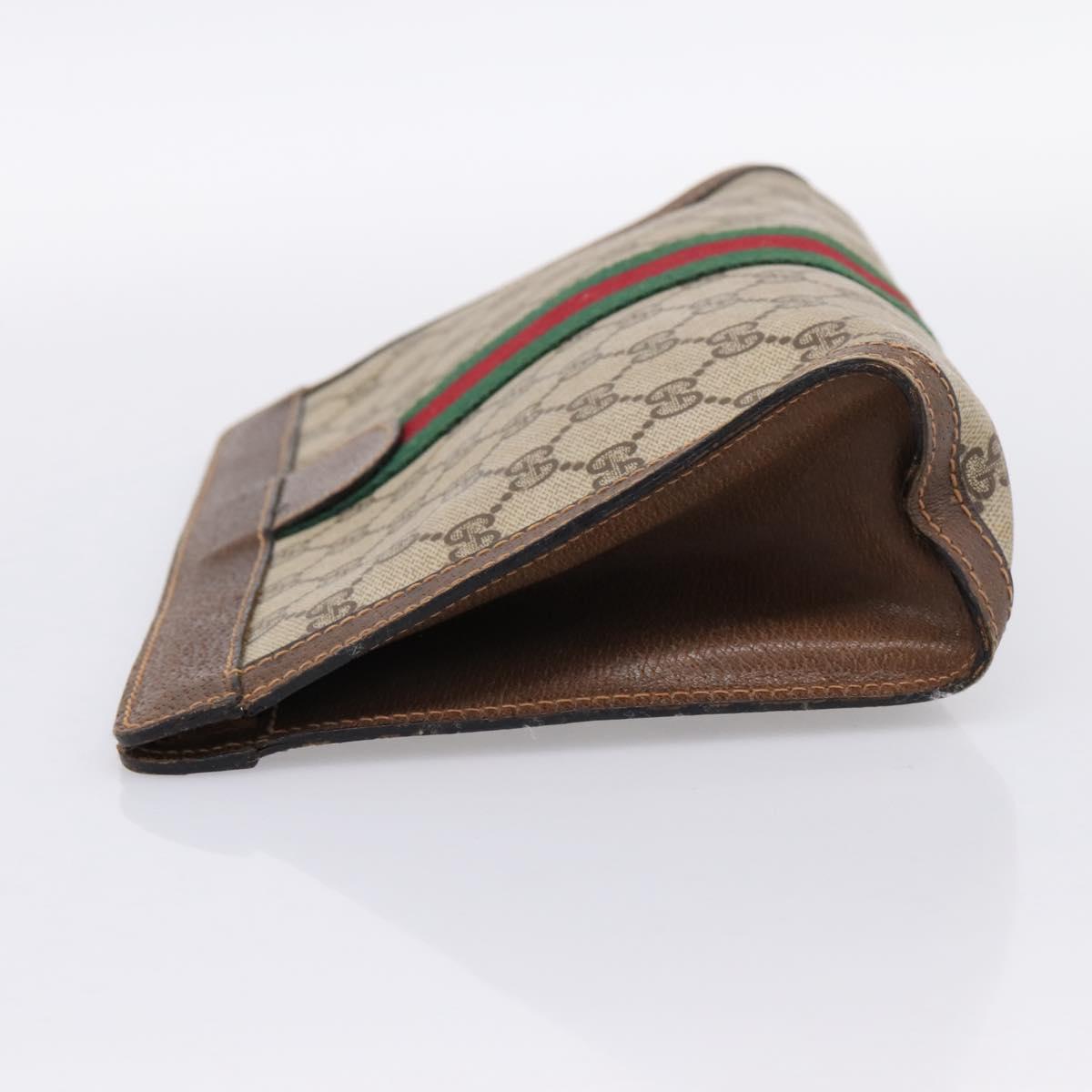 GUCCI PARFUMES GG Supreme Web Sherry Line Clutch Bag PVC Beige Auth ep15815