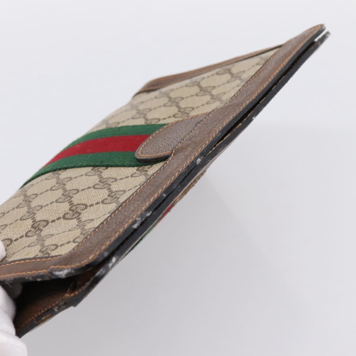 GUCCI PARFUMES GG Supreme Web Sherry Line Clutch Bag PVC Beige Auth ep15815
