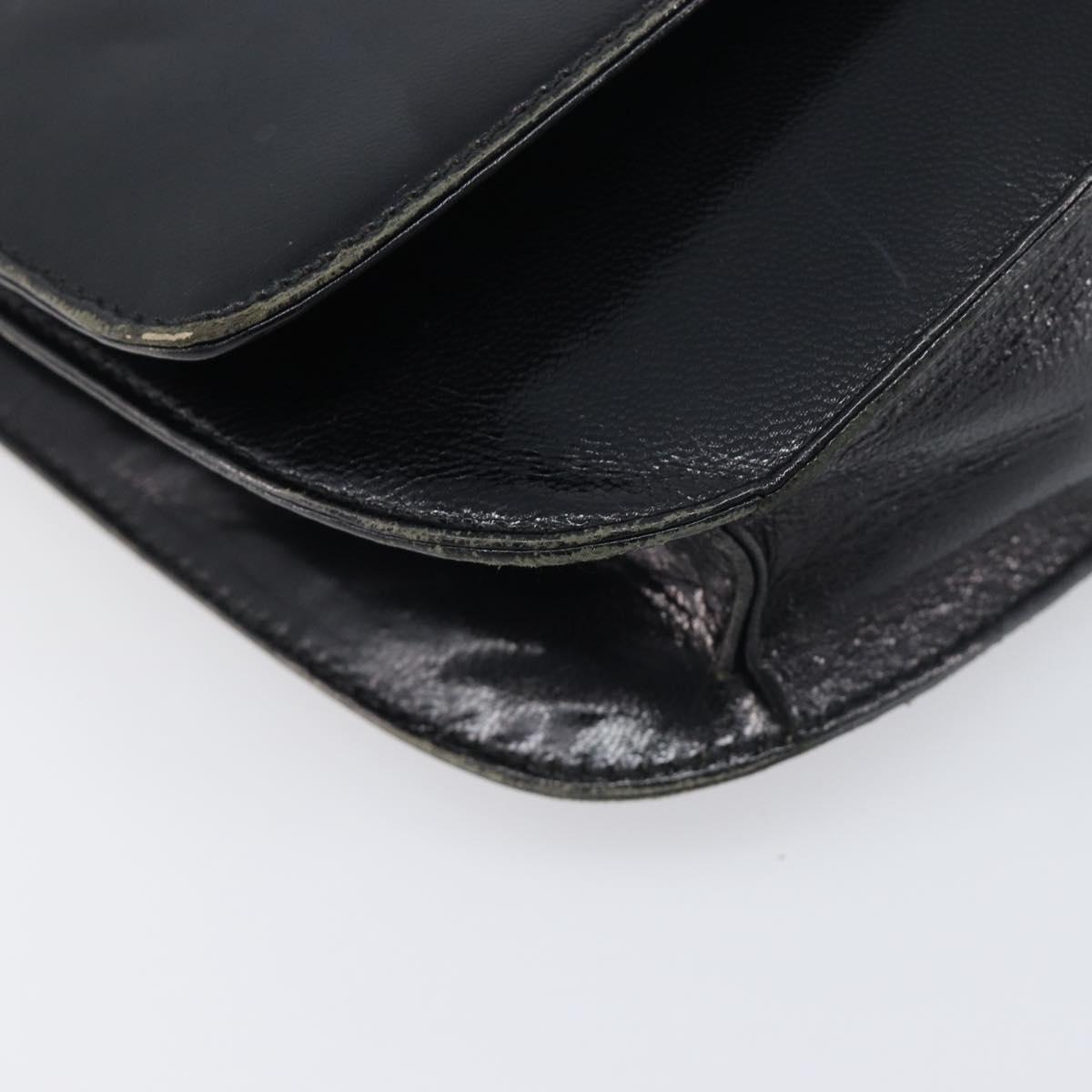 PRADA Chain Shoulder Bag Leather Black Silver Auth ep15821A