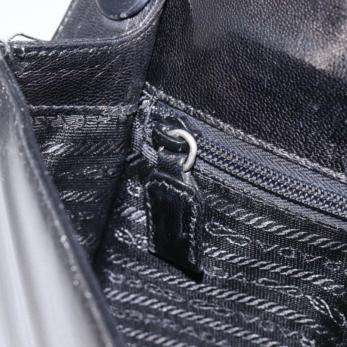 PRADA Chain Shoulder Bag Leather Black Silver Auth ep15821A
