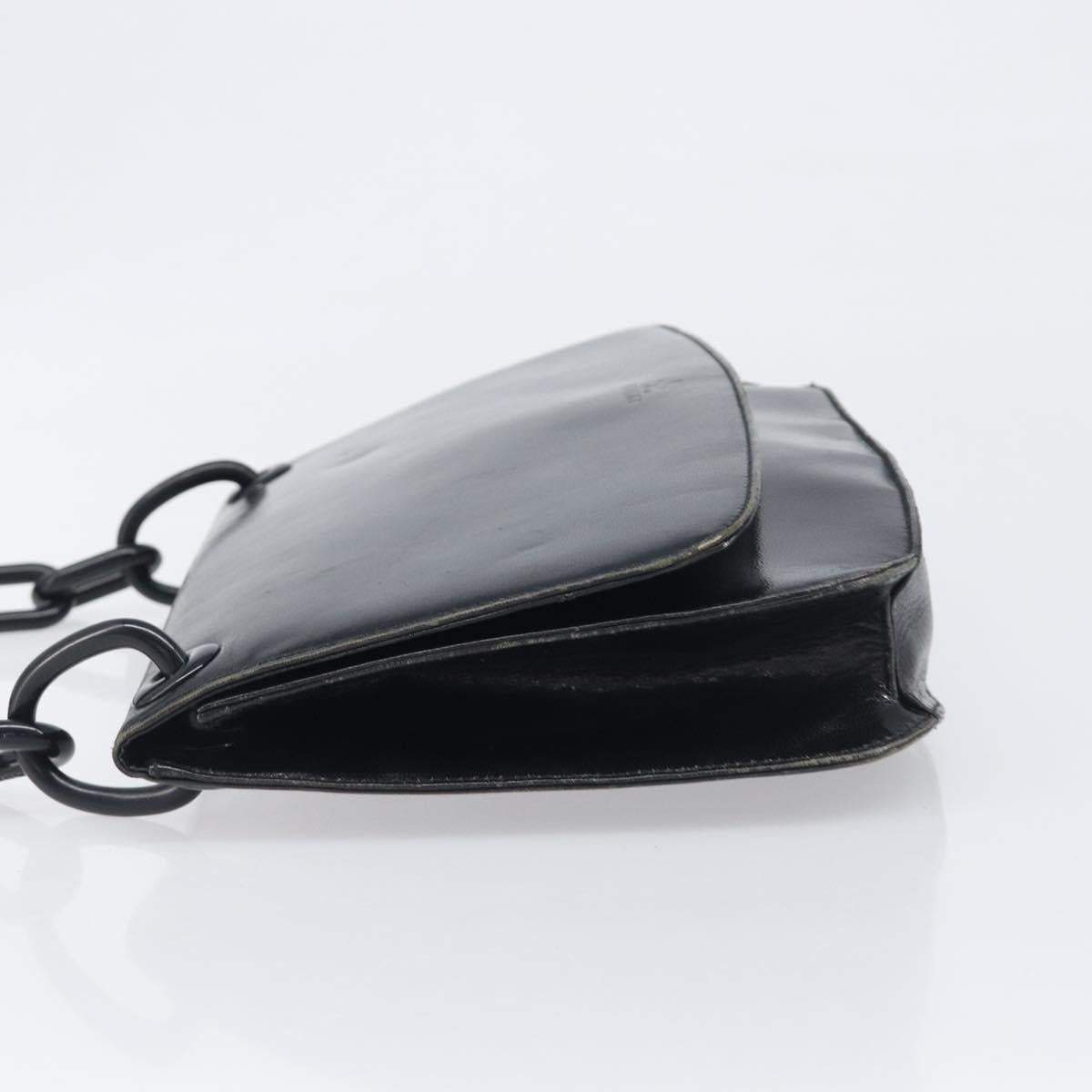 PRADA Chain Shoulder Bag Leather Black Silver Auth ep15821A