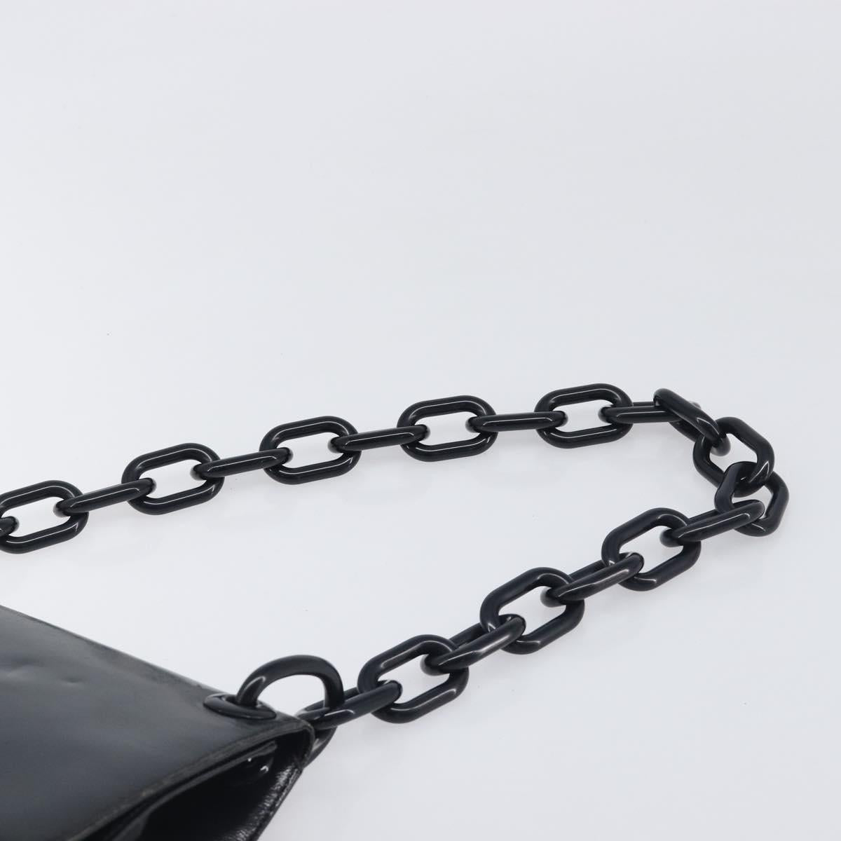 PRADA Chain Shoulder Bag Leather Black Silver Auth ep15821A