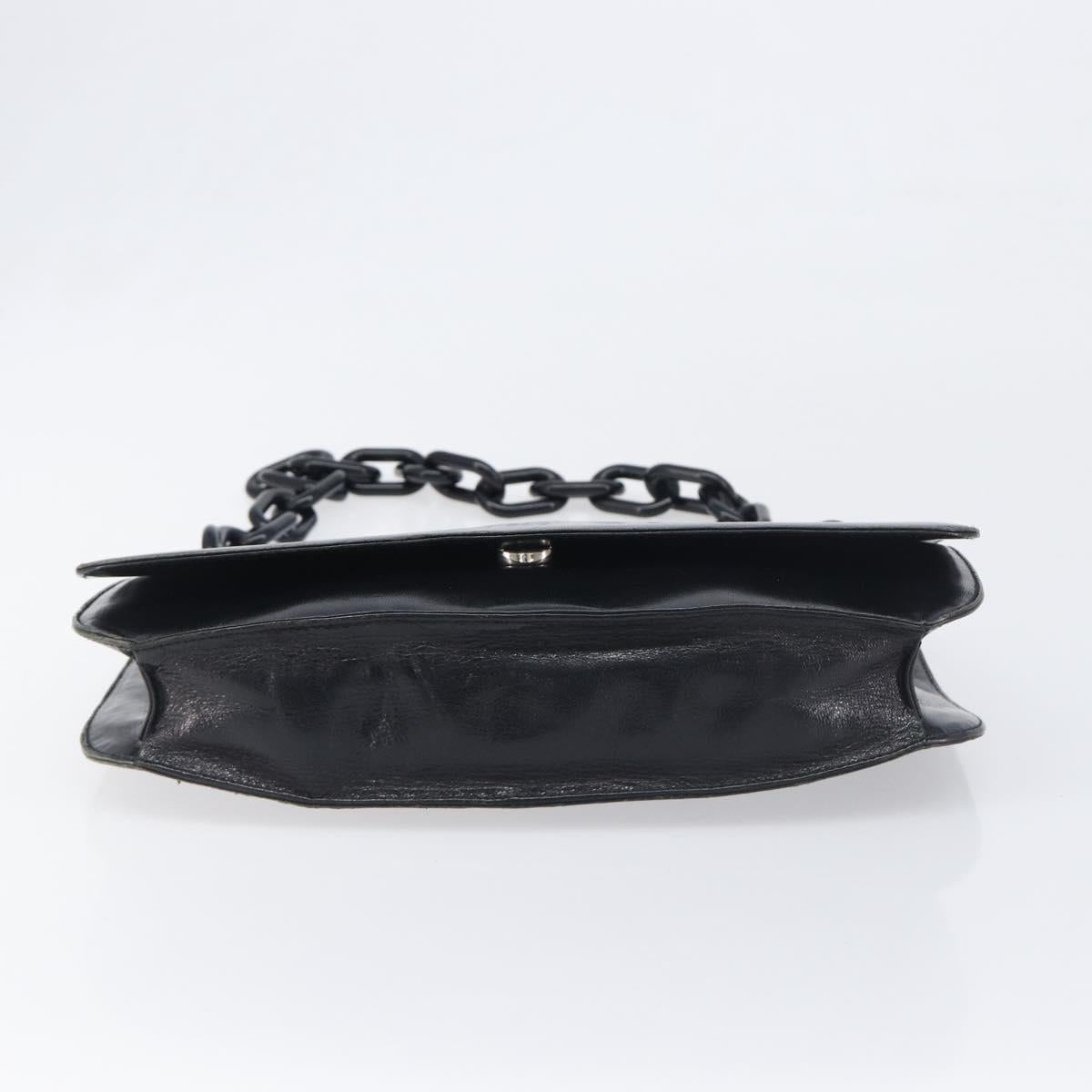 PRADA Chain Shoulder Bag Leather Black Silver Auth ep15821A