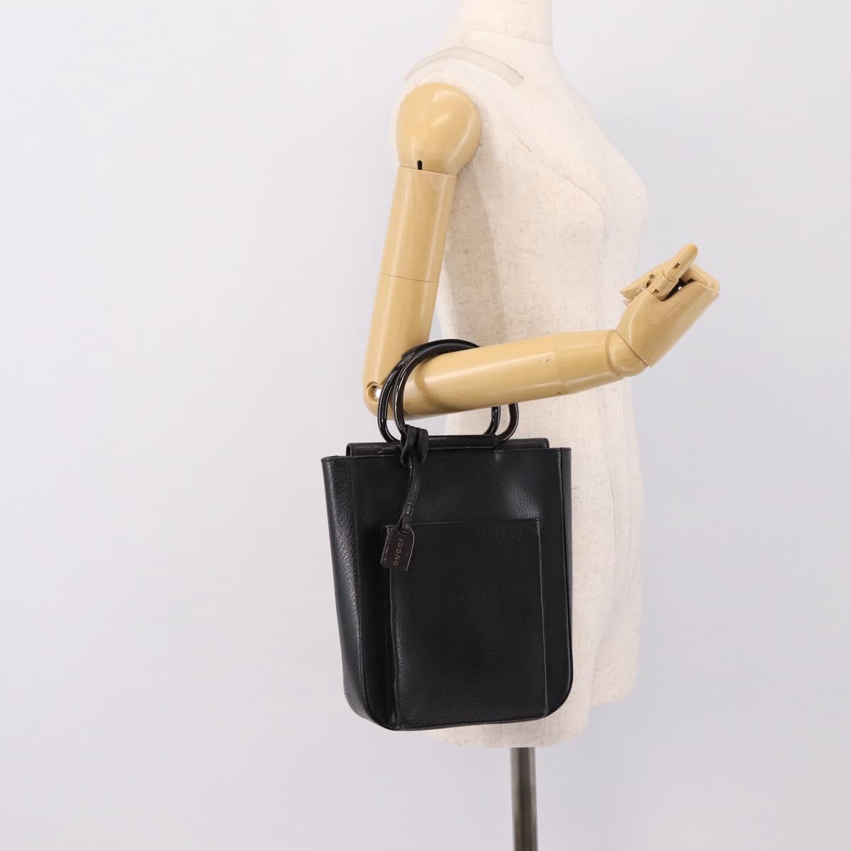 GUCCI Hand Bag Leather Black 002 1793 0463 Auth ep15822