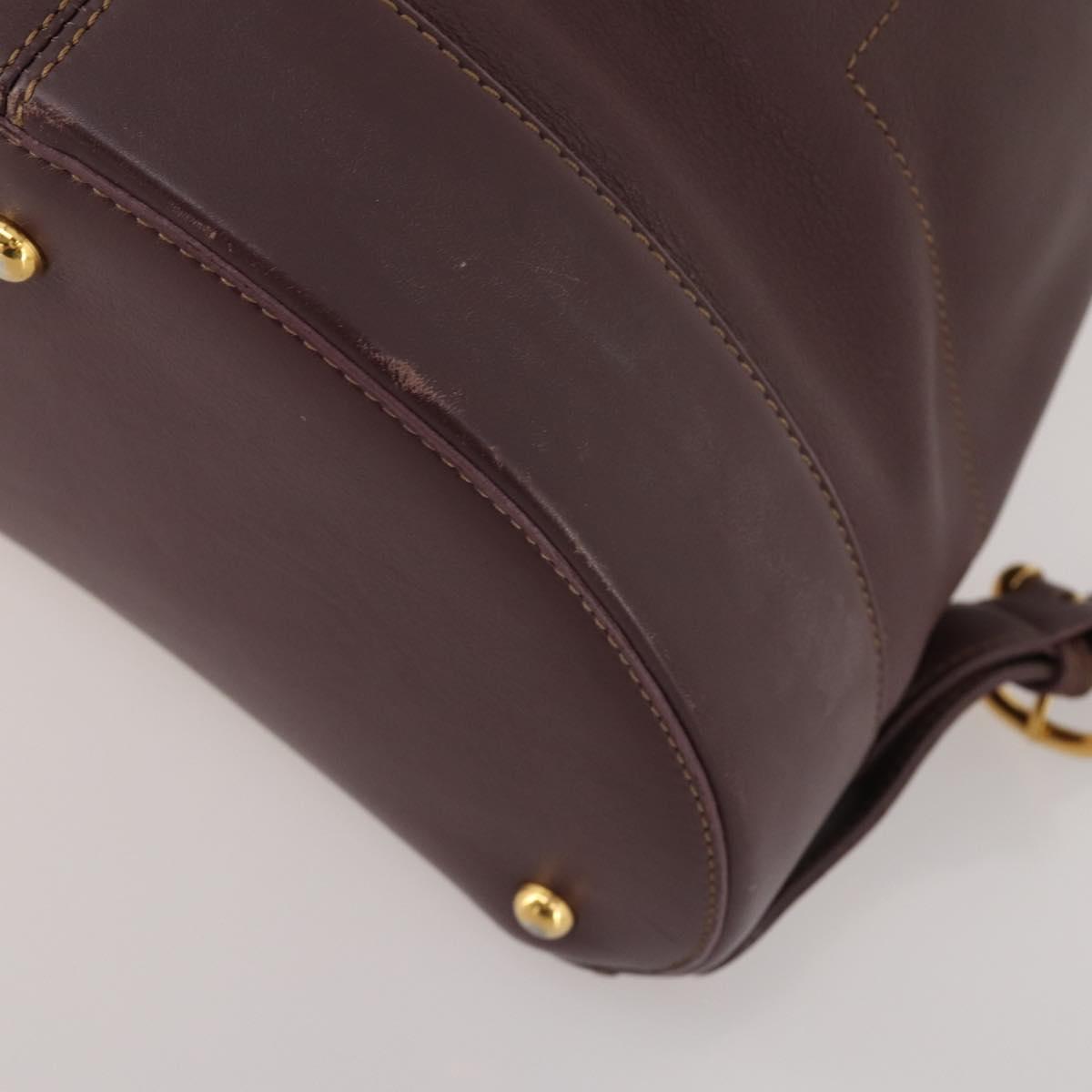 LOEWE Backpack Leather Bordeaux Gold Tone Auth ep15823