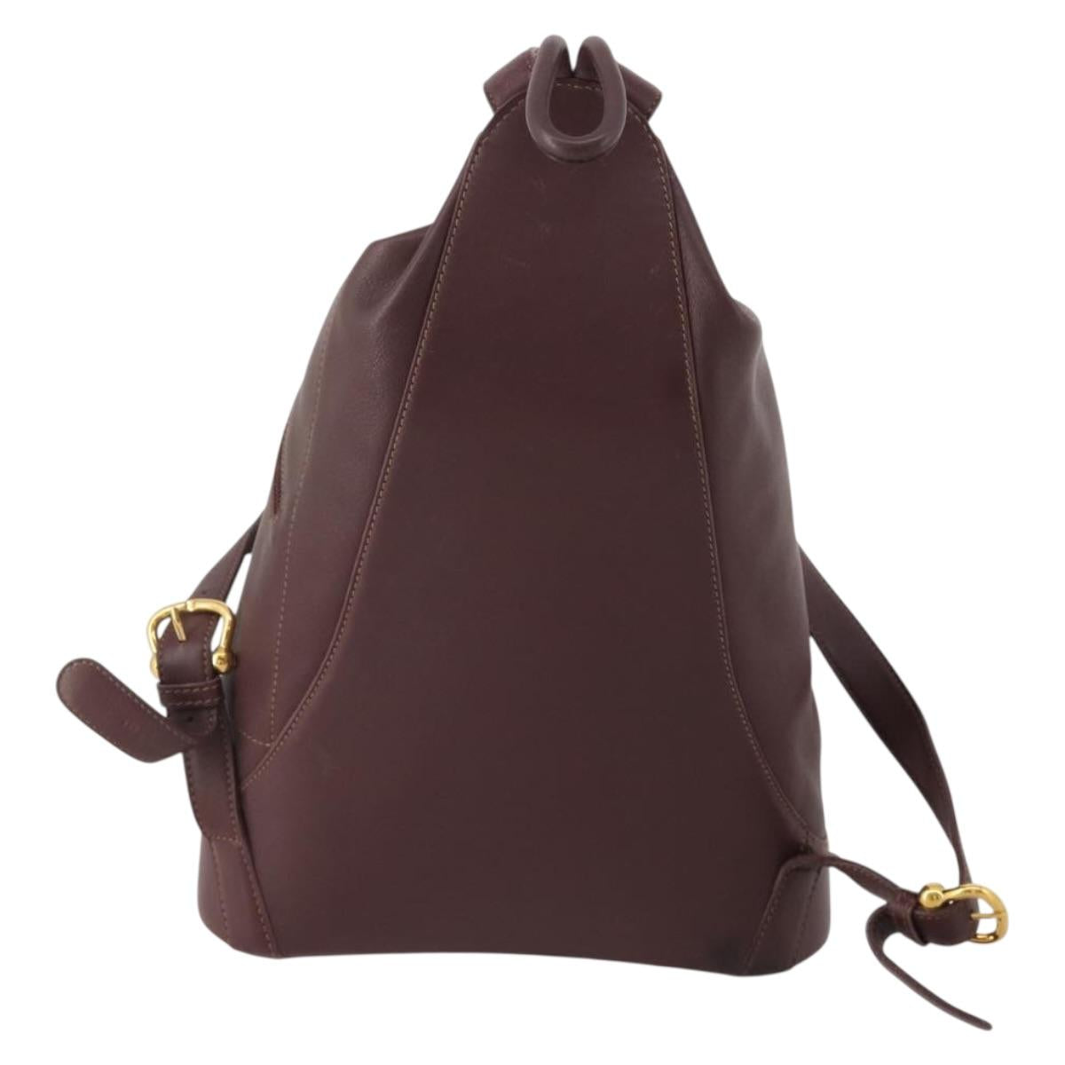 LOEWE Backpack Leather Bordeaux Gold Tone Auth ep15823