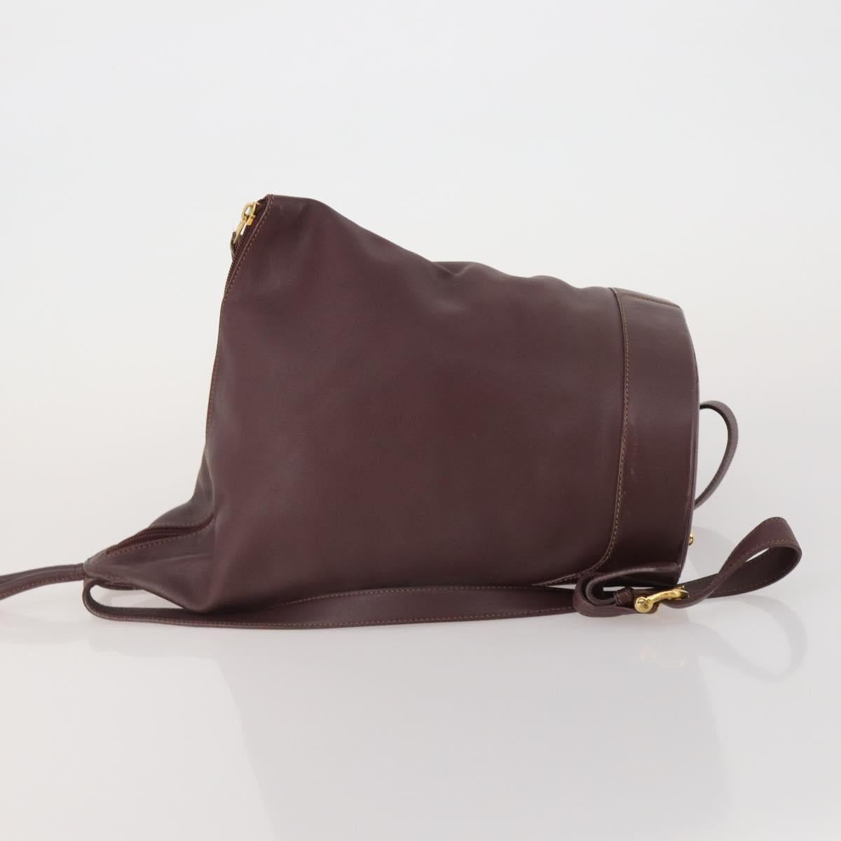 LOEWE Backpack Leather Bordeaux Gold Tone Auth ep15823