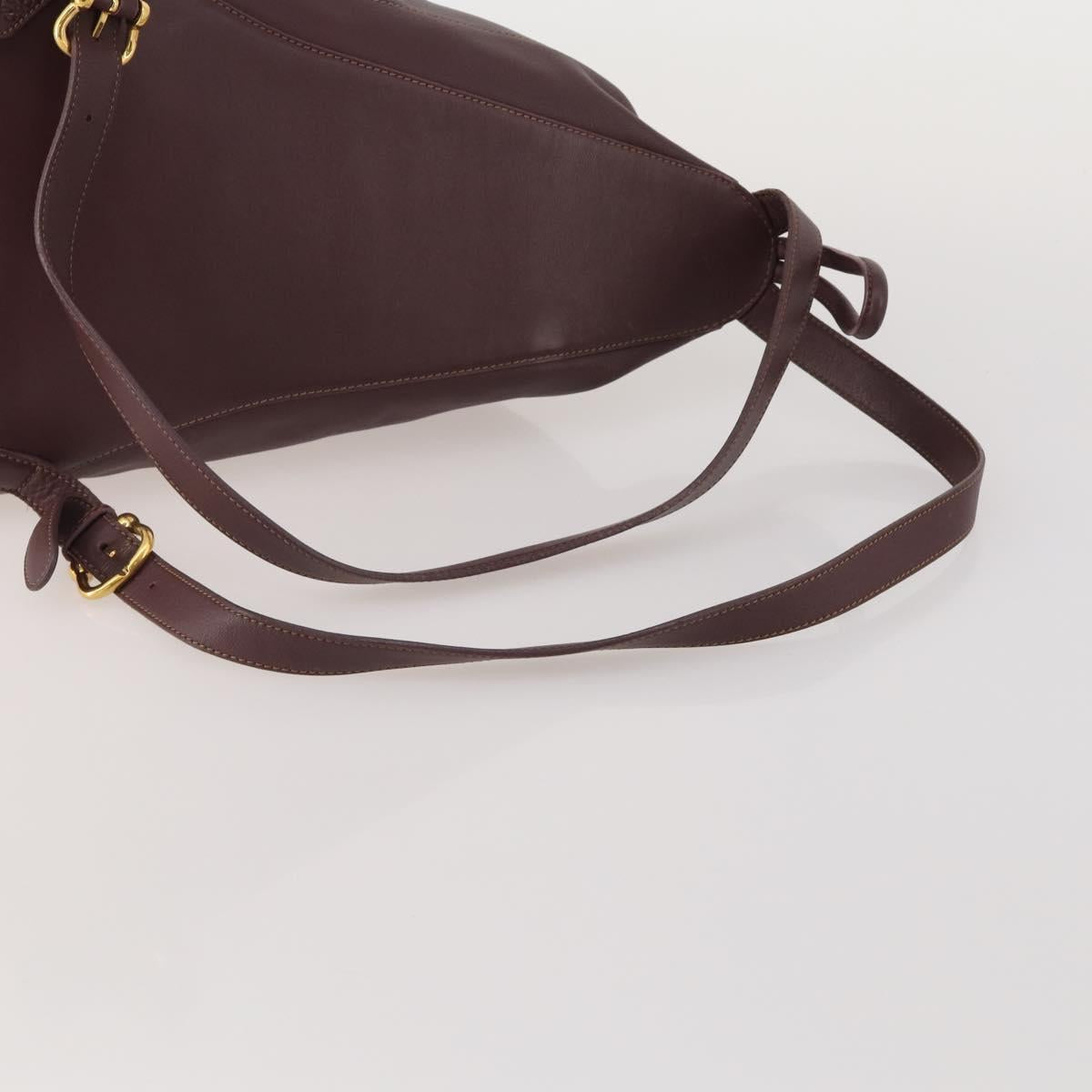 LOEWE Backpack Leather Bordeaux Gold Tone Auth ep15823