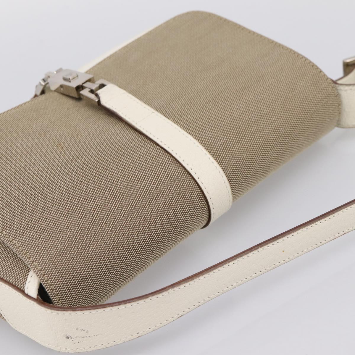 GUCCI Jackie Shoulder Bag Canvas Beige Silver 001 3824 Auth ep15824A