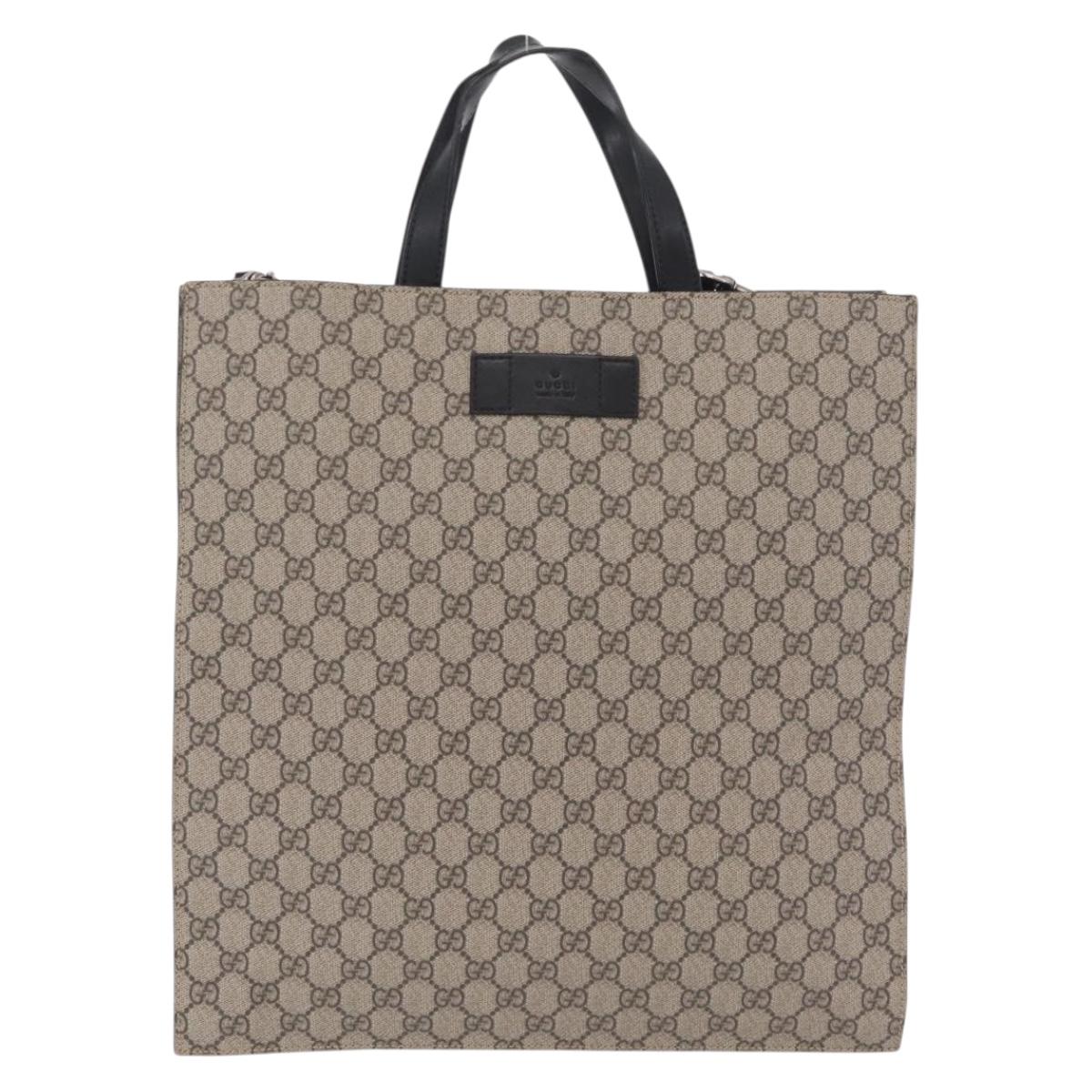 GUCCI GG Supreme Web Sherry Line Hand Bag PVC 2way Beige 456217 Auth ep15827A