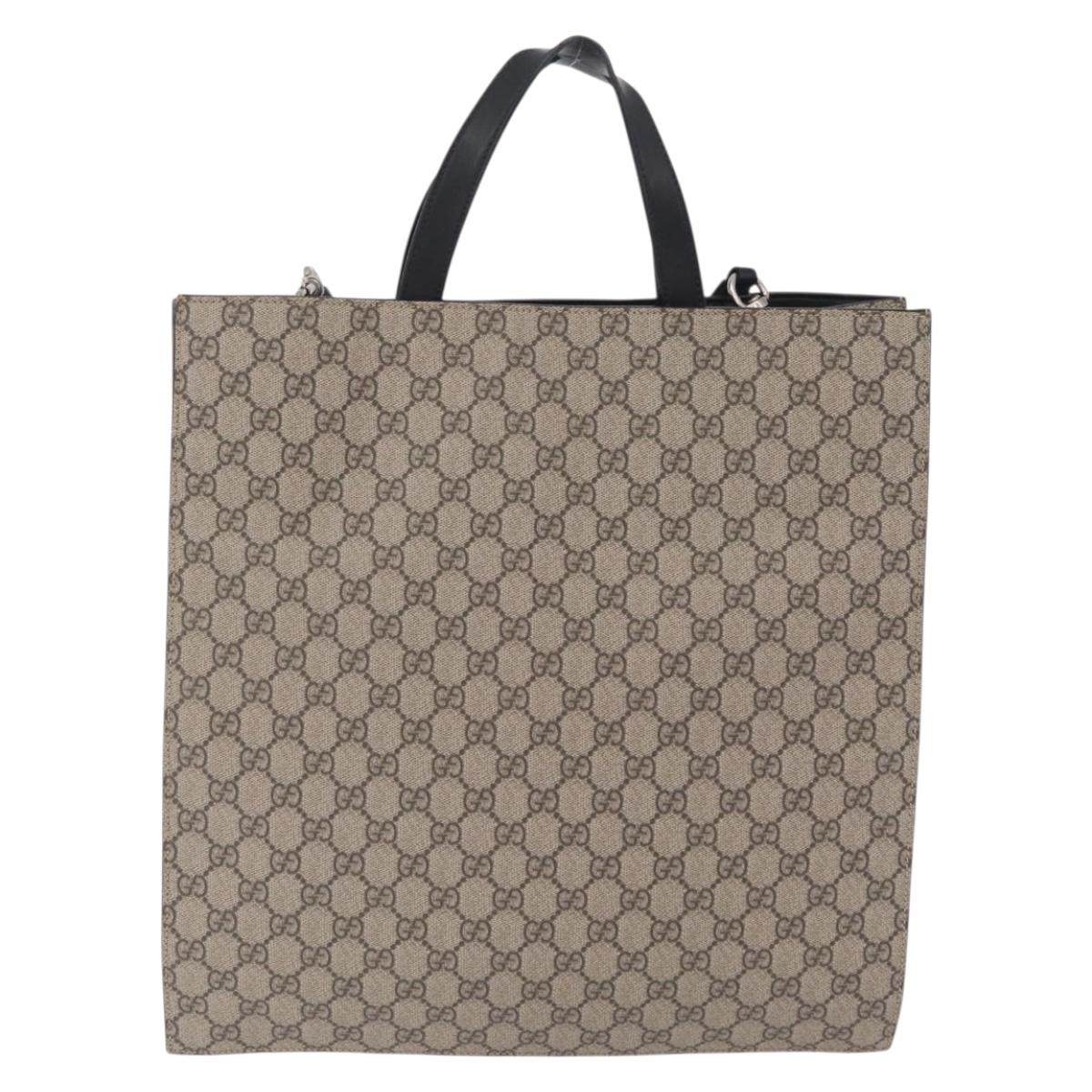 GUCCI GG Supreme Web Sherry Line Hand Bag PVC 2way Beige 456217 Auth ep15827A