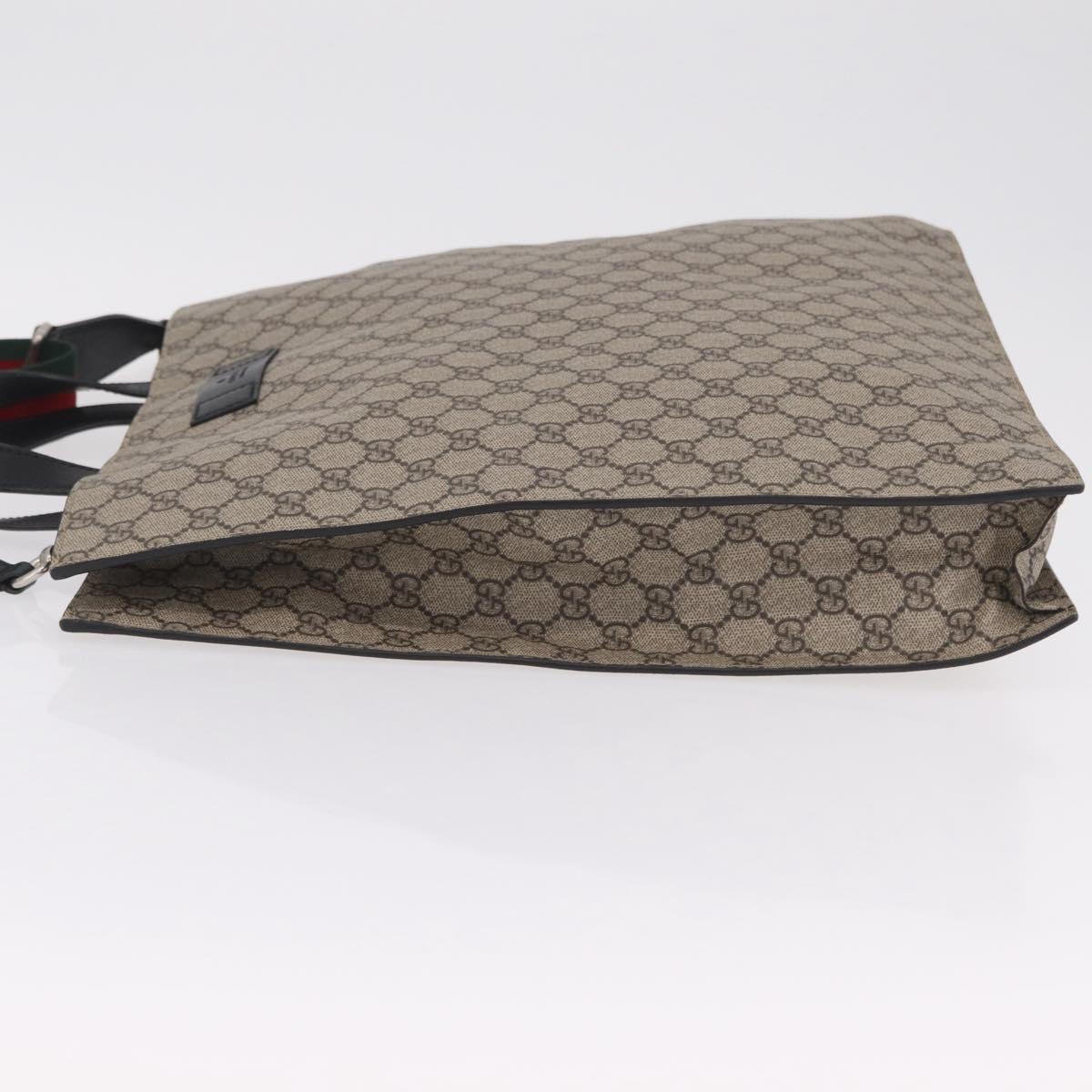 GUCCI GG Supreme Web Sherry Line Hand Bag PVC 2way Beige 456217 Auth ep15827A