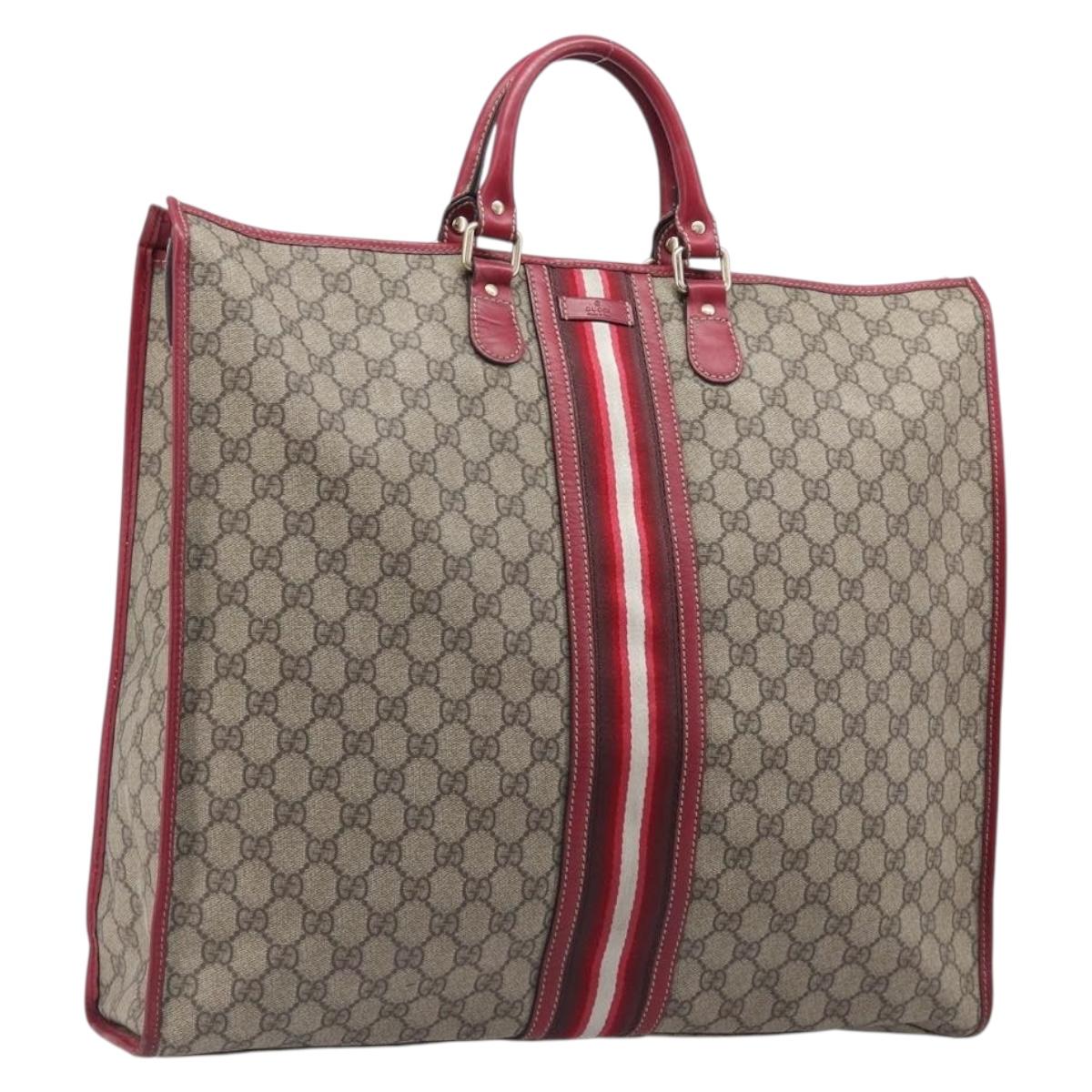 GUCCI GG Supreme Sherry Line Hand Bag PVC Beige Gold 201445 Auth ep15828
