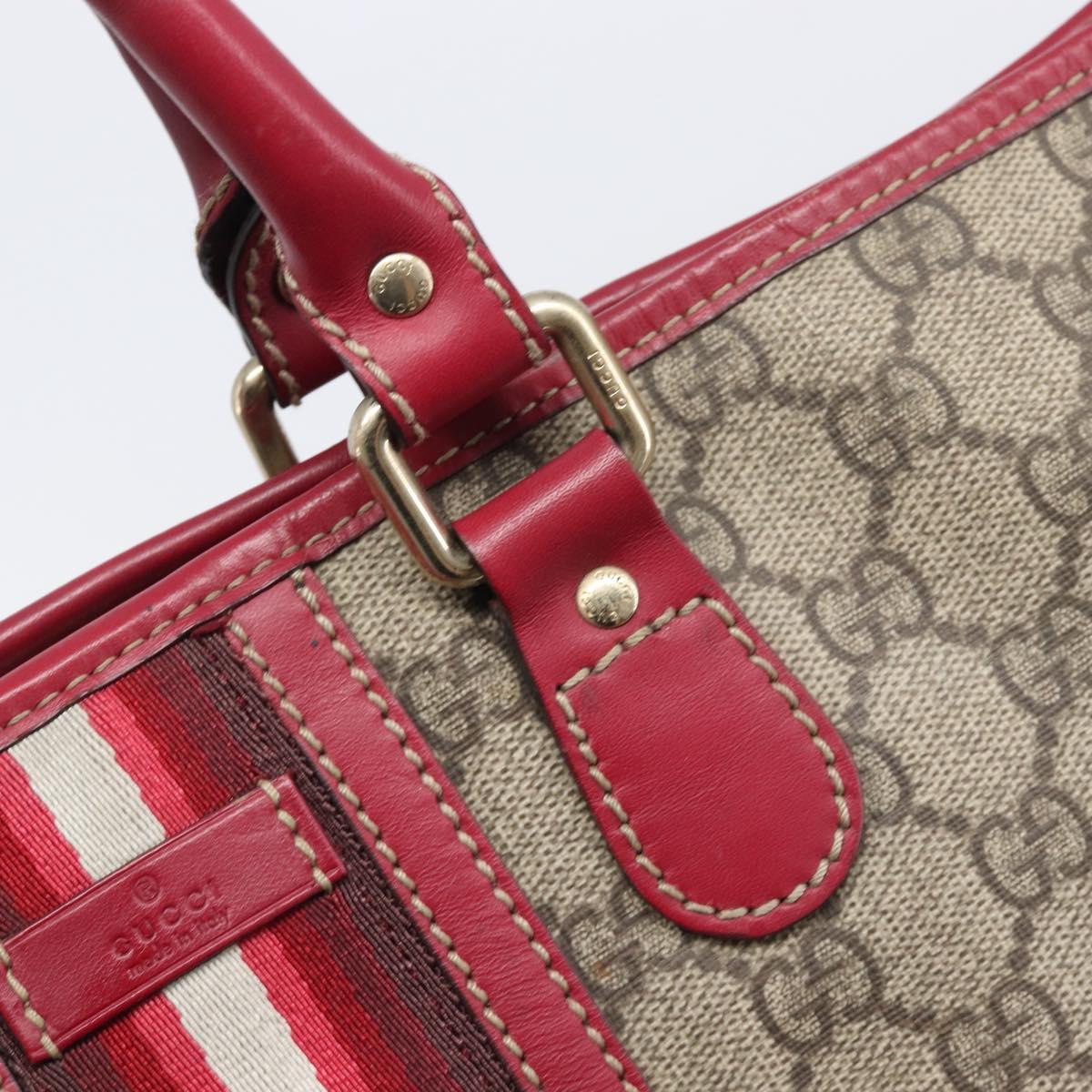 GUCCI GG Supreme Sherry Line Hand Bag PVC Beige Gold 201445 Auth ep15828