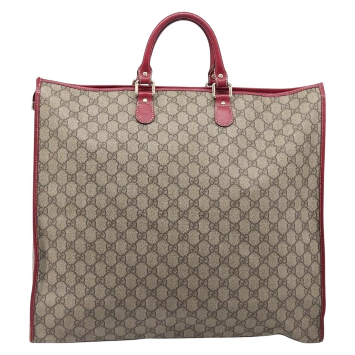 GUCCI GG Supreme Sherry Line Hand Bag PVC Beige Gold 201445 Auth ep15828