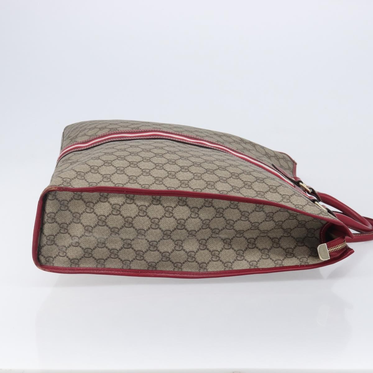 GUCCI GG Supreme Sherry Line Hand Bag PVC Beige Gold 201445 Auth ep15828