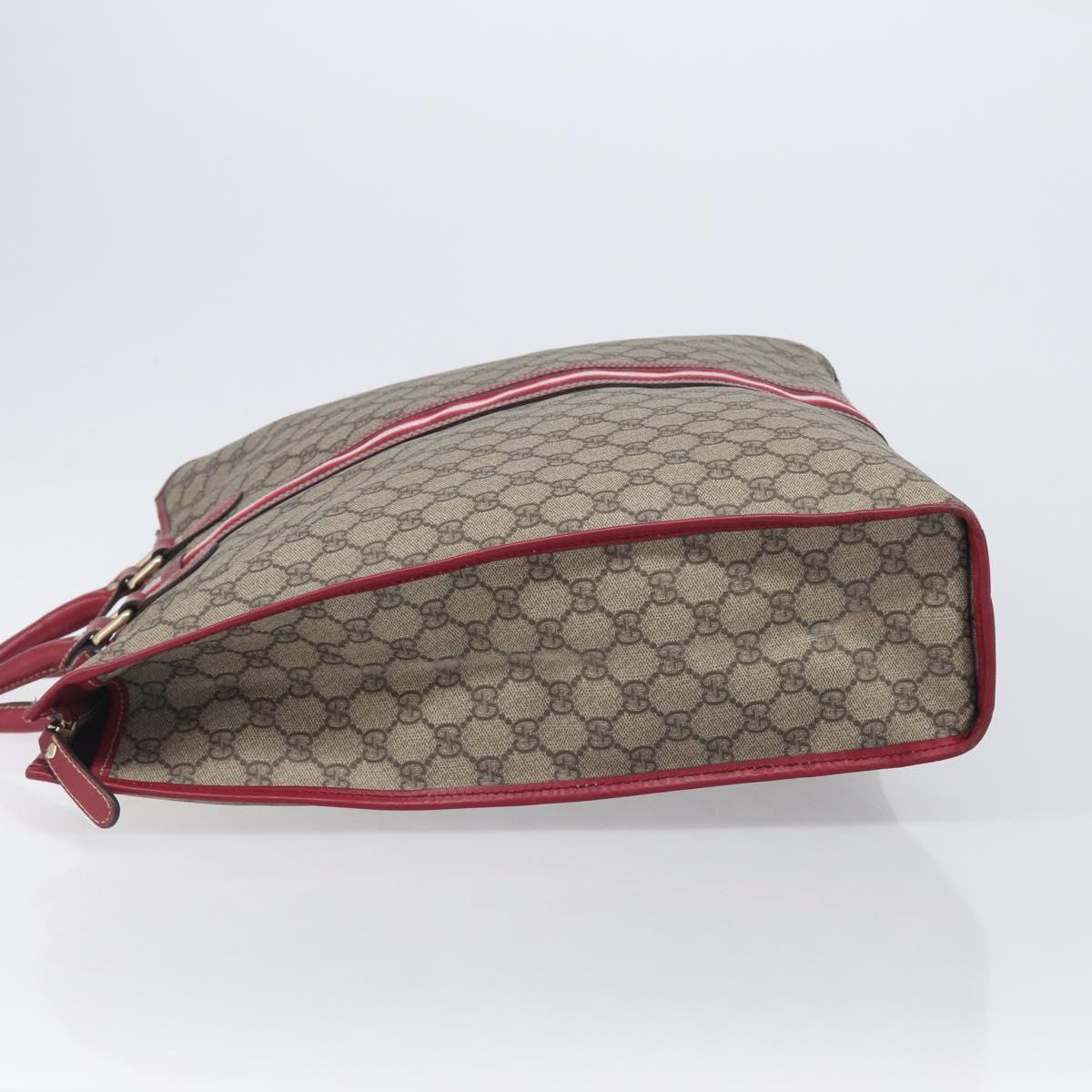 GUCCI GG Supreme Sherry Line Hand Bag PVC Beige Gold 201445 Auth ep15828
