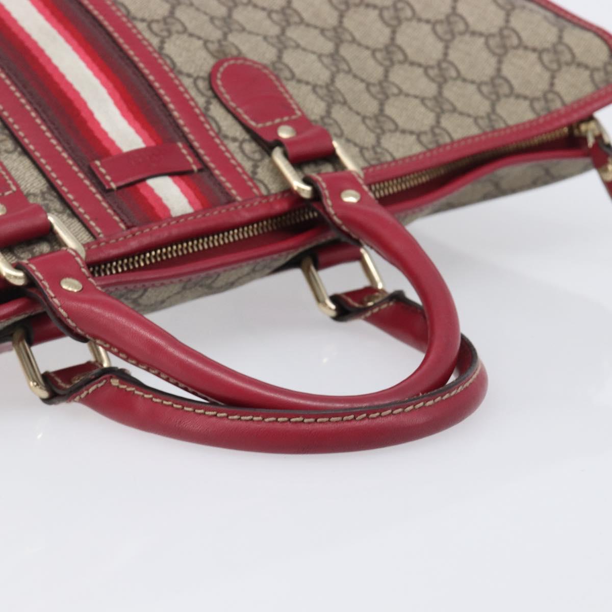 GUCCI GG Supreme Sherry Line Hand Bag PVC Beige Gold 201445 Auth ep15828