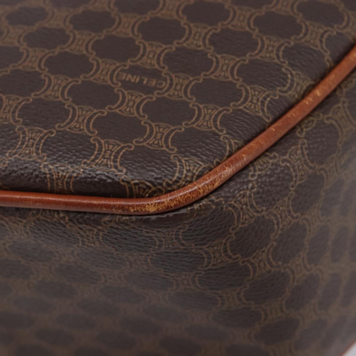 CELINE Macadam Canvas Hand Bag PVC Leather Brown Gold Auth ep15838