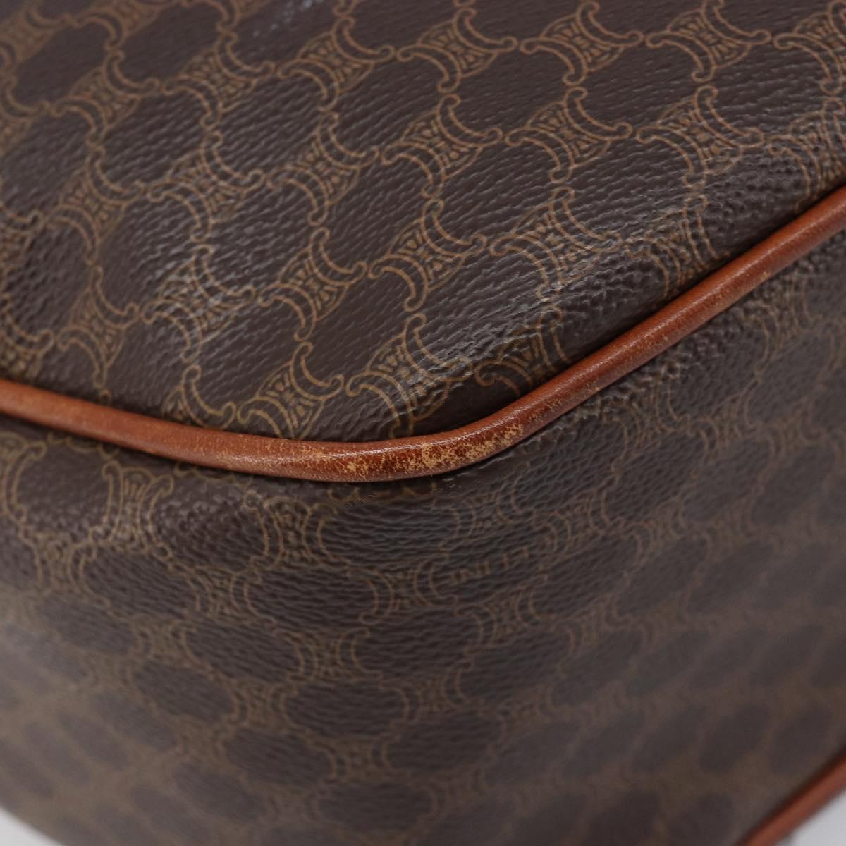 CELINE Macadam Canvas Hand Bag PVC Leather Brown Gold Auth ep15838